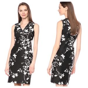 Calvin Klein V-Neck Sheath with Pearl Dress